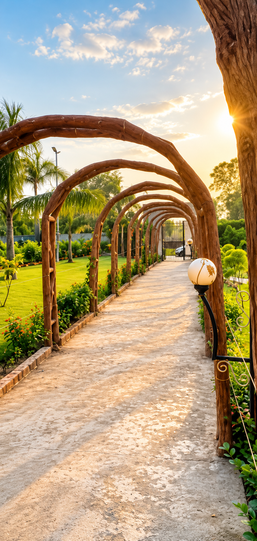 Gazebo pavilion set in landscaped garden